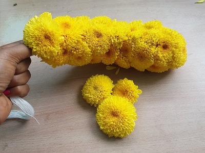 How to make samanthi flower garland | samanthi poo malai kattuvathu eppadi in tamil