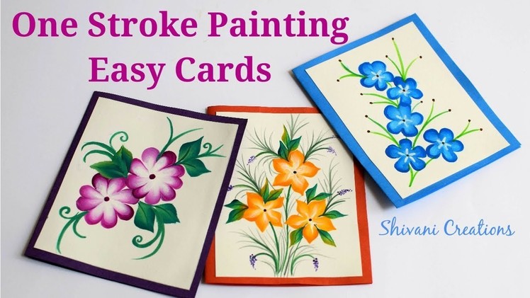 One Stroke Painting Easy Flowers Card.One Stroke Painting Flowers