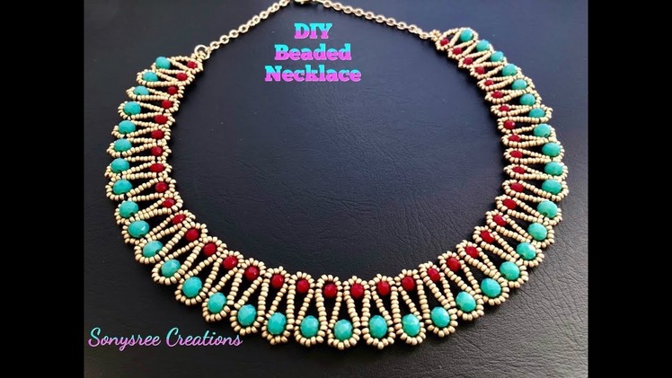 Party Wear Beautiful Beaded Necklace.DIY jewelry. Easy Tutorial ???? Rondelle Necklace
