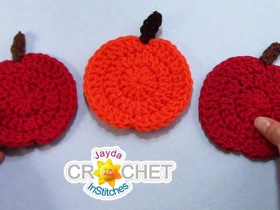 Pumpkin & Apple Coaster. Appliqué - Crochet Quick Fix