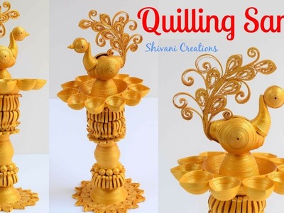 Quilling Samai. Quilling Lamp Stand for Diwali. How to make Tealight Holder