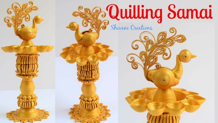 Quilling Samai. Quilling Lamp Stand for Diwali. How to make Tealight Holder