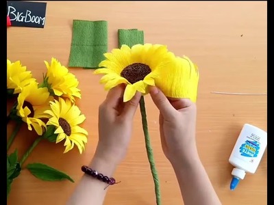 Special way to make sunflower from crepe paper - SO EASY - Let's make it for summer!!!