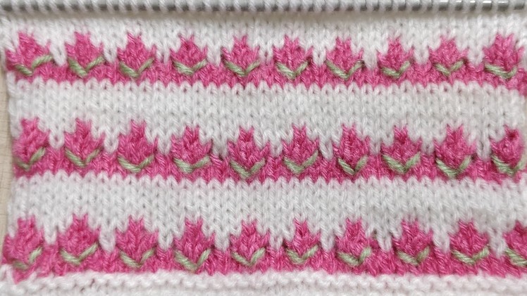 Tricolor Beautiful Rosebud Knitted Pattern for Kids. Simple, Quick n Easy