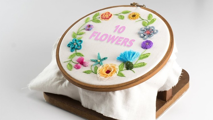 10 Hand Embroidery Flowers Stitching Tutorial by DIY Stitching |Part  02