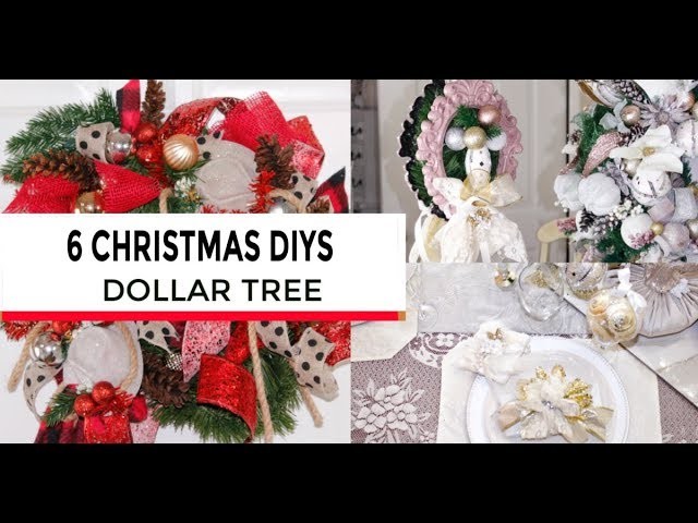 ????6 DIY DOLLAR TREE CHRISTMAS DECOR CRAFTS????WREATH, GIFT, ORNAMENT