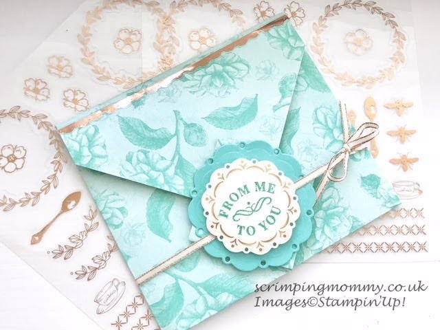 All in one envelope card . . with Tea room by Stampin' up!