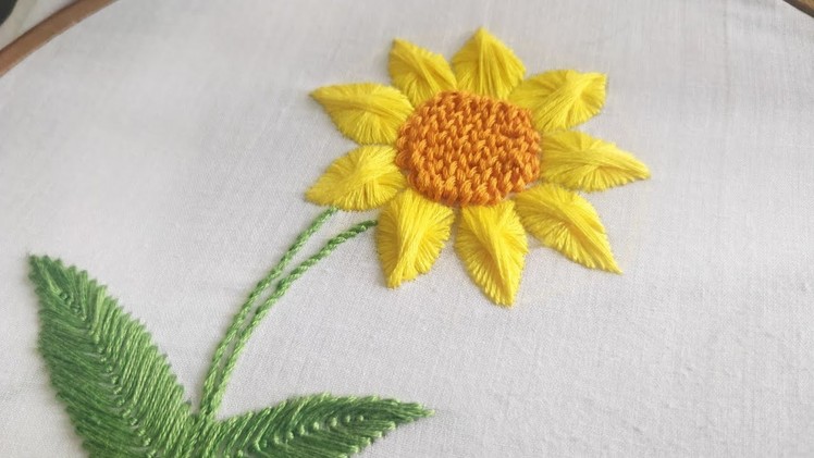 Butterfly Stitch Sunflower (Hand Embroidery Work)
