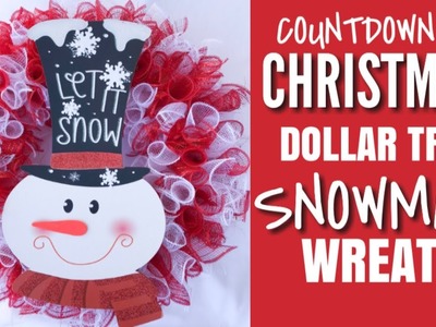 CHRISTMAS DOLLAR TREE CRAFTS | DOLLAR TREE DIY DECO MESH SNOWMAN WREATH