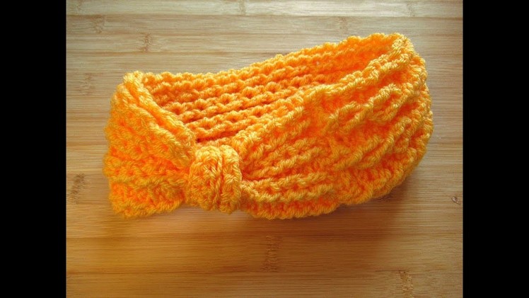 Crochet Headband Ear warmer Cable stitch tutorial - Designed by Happy Crochet Club