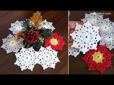 Crochet motif tutorial EASY crochet snowflake ornaments