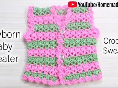 [Crochet] Newborn Baby Sweater | Newborn Baby स्वेटर | Crochet Sweater - by Arti Singh