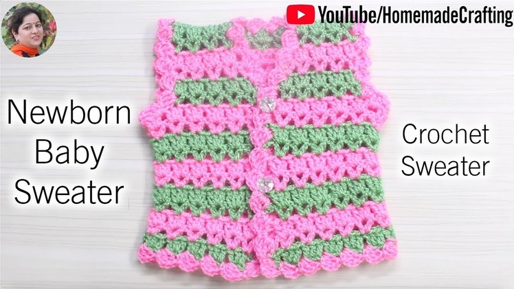 [Crochet] Newborn Baby Sweater | Newborn Baby स्वेटर | Crochet Sweater - by Arti Singh