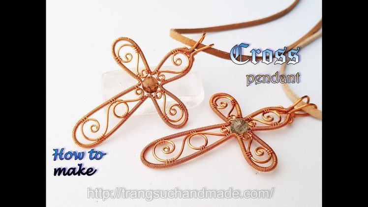 Cross pendant - jewelry ideas for Christmas from copper wire 424
