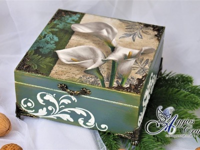 Decoupage Tutorial - Wooden Box with Lilies - DIY