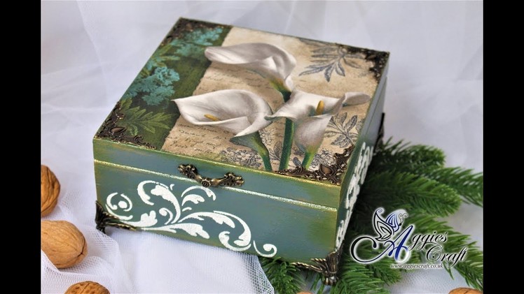 Decoupage Tutorial - Wooden Box with Lilies - DIY