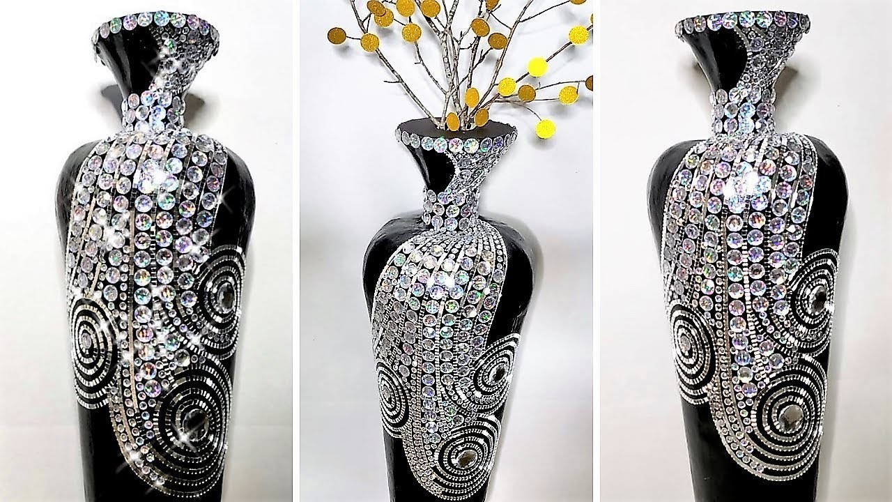 The glued vase diamond makys. Интересные вазы. Украшение вазы. Напольные вазы. Вазы из подручных материалов.