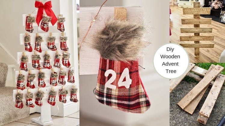 DIY Christmas tree advent calendar from palette wood