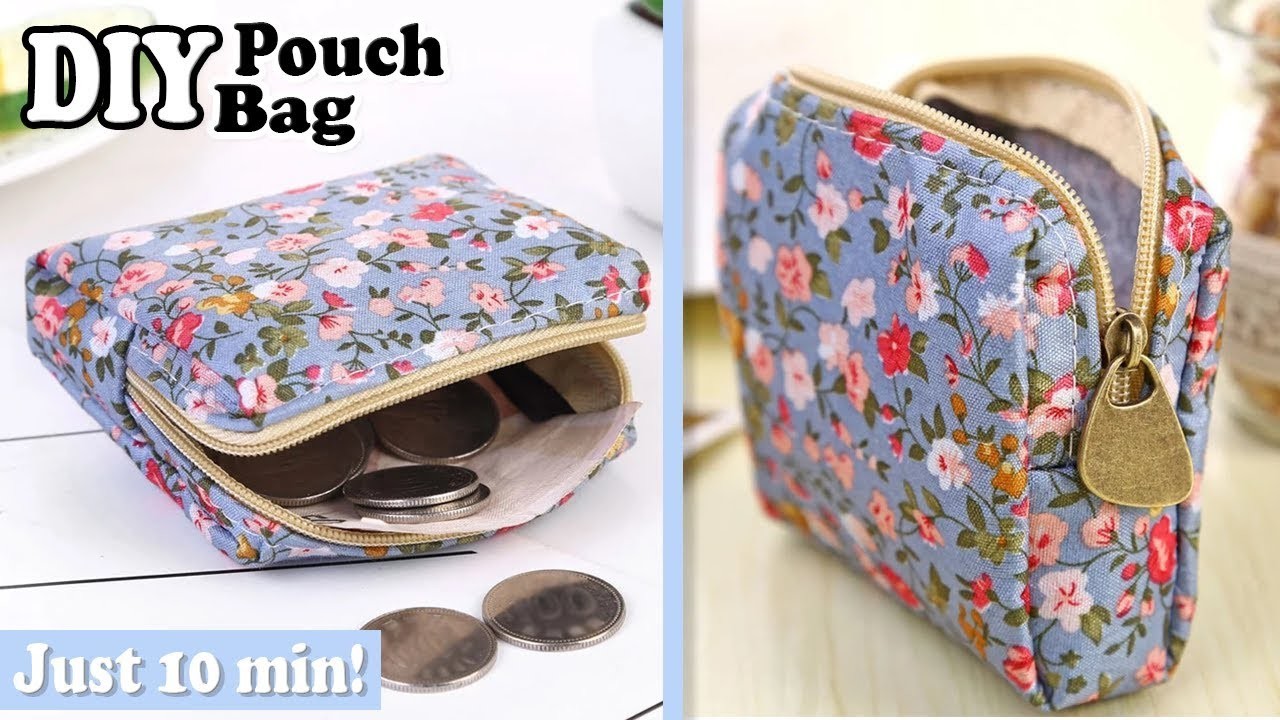 DIY CUTE ZIPPER COINS POUCH BAG TUTORIAL. Purse Woman or Kids You Can Easy Sew Yourself