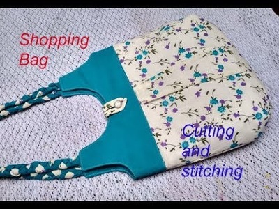 DIY cutting stitching of shopping bag in hindi. handmade handbag. shoulder bag. market bag