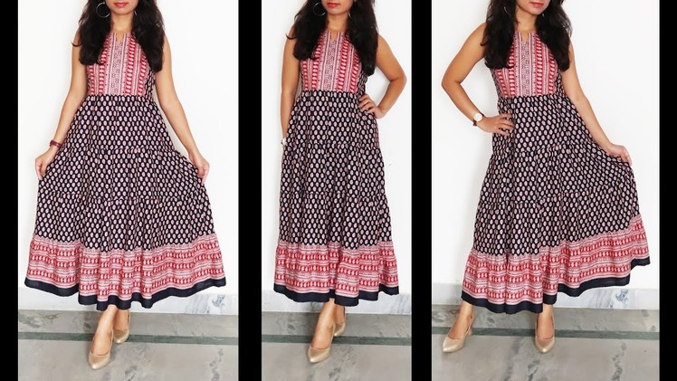 DIY : Designer Dress with Border | Gypsy Dress Cutting and Stitching