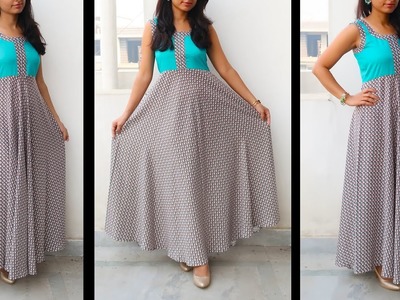 DIY : Designer Long Kurti Dress | Stylish Kurti Dress from Printed Fabric