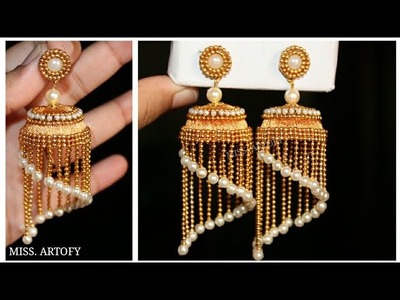 DIY | Golden Silk Thread Jhumka| Chain Jhumka| By MISS. ARTOFY