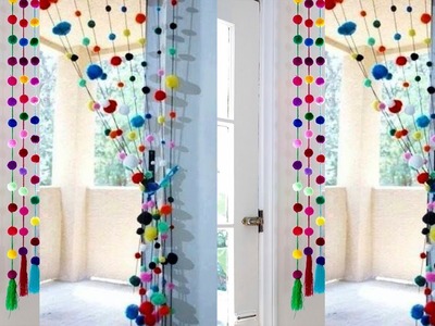 DIY Pom Pom Door Hanging | How to make Door Hanging Toran | Woolen Craft Idea
