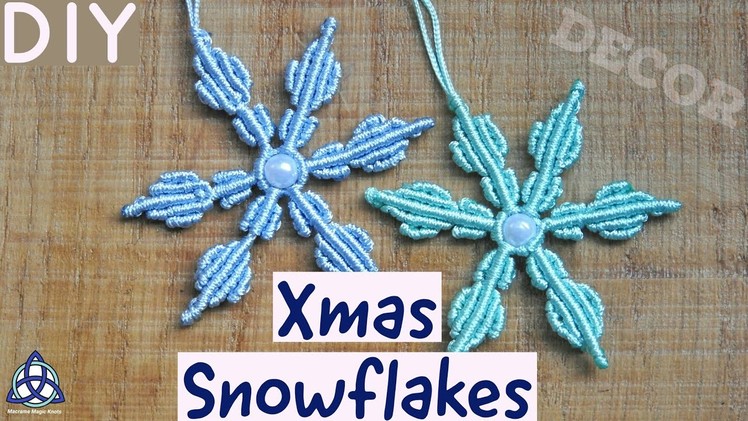 DIY Xmas Star. Snowflakes Ornament Macrame Tutorial