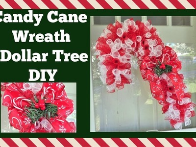 Dollar Tree DIY ????Candy Cane Wreath DIY ⛄