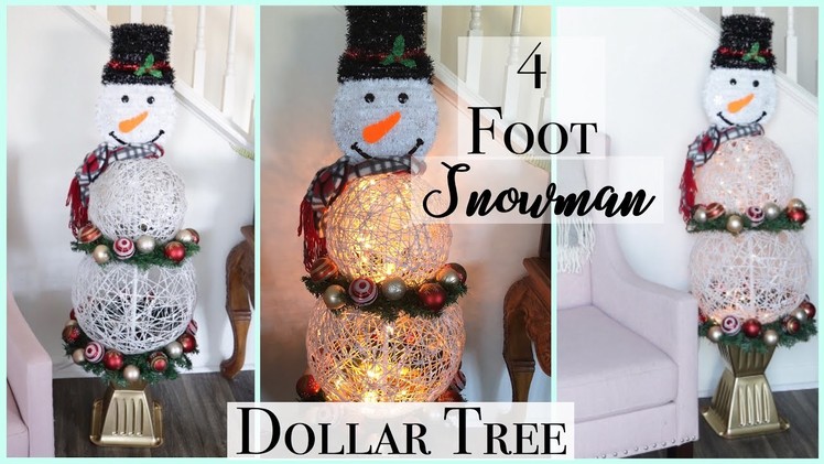 Dollar Tree DIY Christmas Snowman Topiary -Lighted Snowman