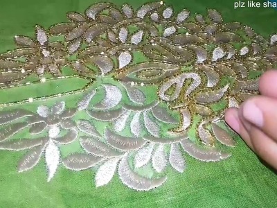 Embroidery stitches on readymade kameez  beads work