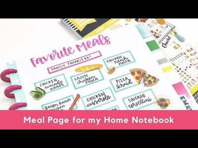 Favorite Meals Page for my Home Notebook