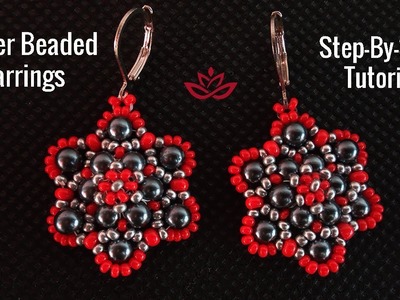 Flower Earrings with Pearls and Seed Beads - Tutorial