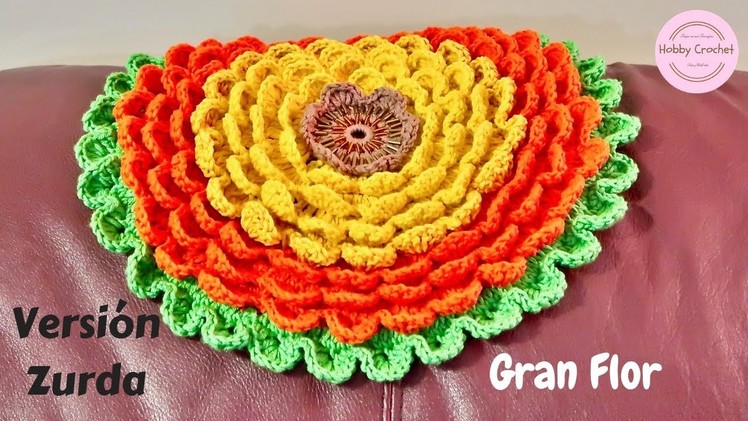Gran Flor (Blooming flower) a crochet paso a paso (Versión Zurda)