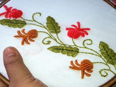Hand Embroidery : brazilian stitch | border design.