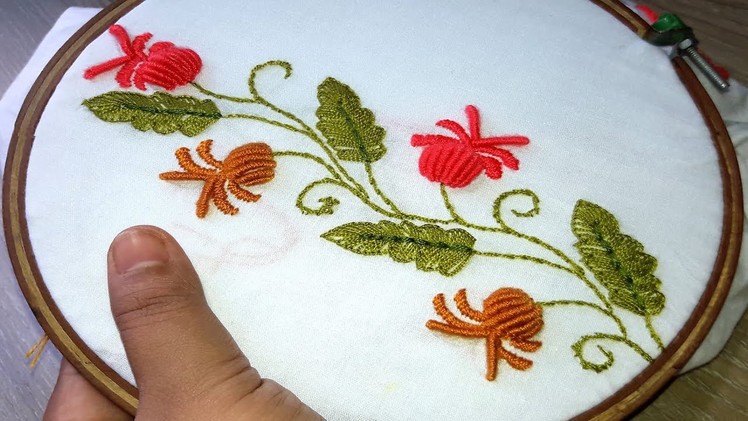 Hand Embroidery : brazilian stitch | border design.