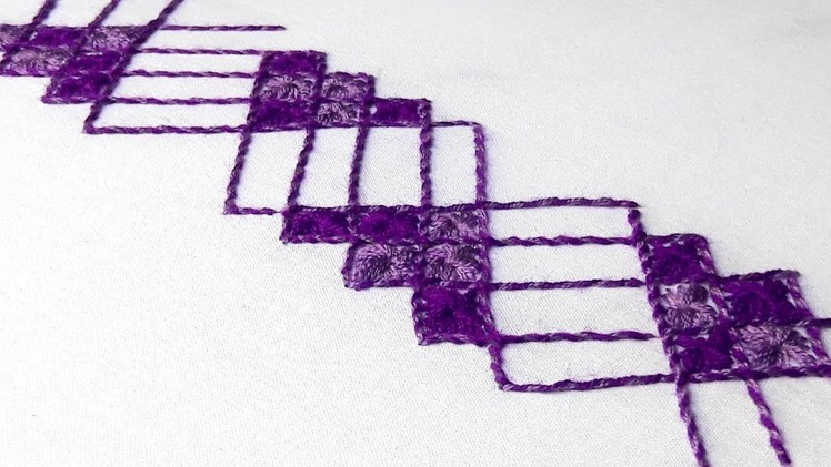Hand Embroidery : chicken stitch  border design for saree.