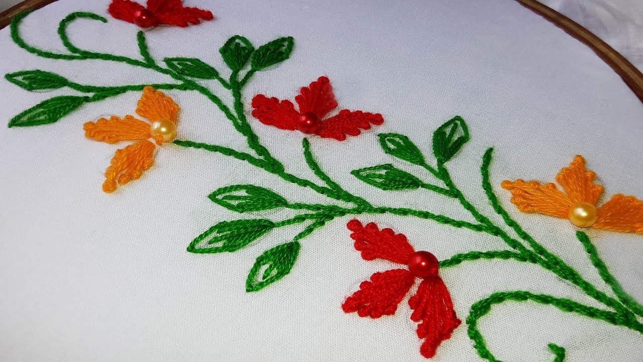 Hand Embroidery Flower Border Design For Saree Dresses One who wears this saree attains a spotting personality. mycrafts com