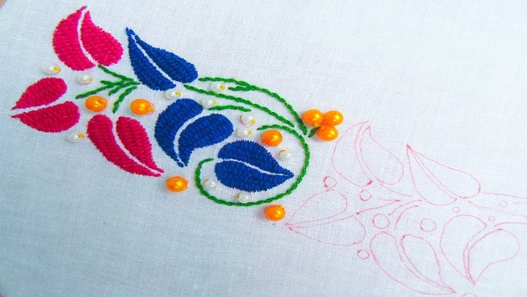 Hand Embroidery; Kadai Kamal Stitch; Border line design