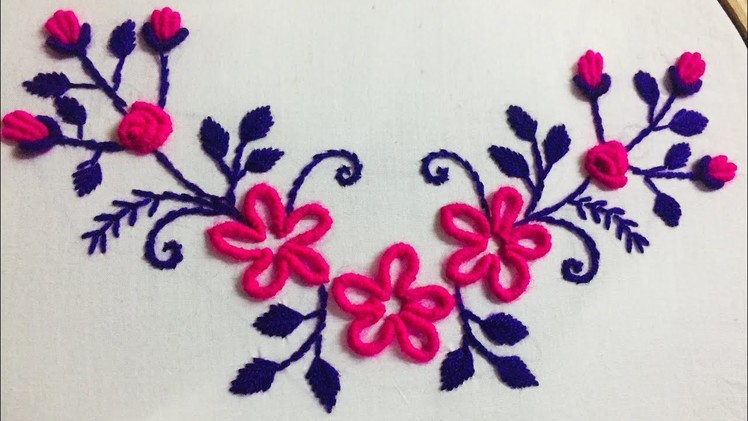 Hand Embroidery neckline embroidery design by nakshi design art.