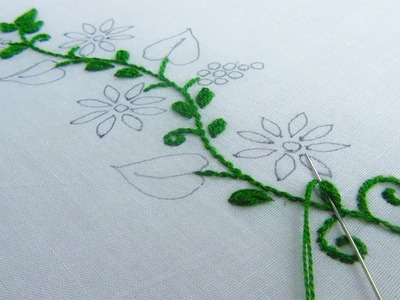 Hand Embroidery; New Border Line Design; Oyster Stitch.Buttonhole Stitch