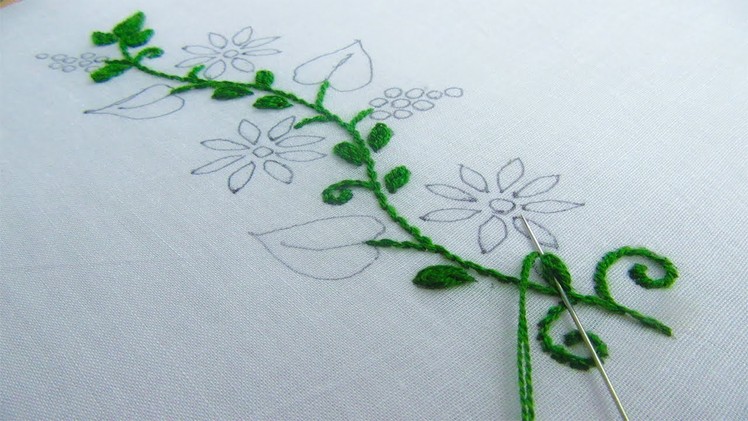 Hand Embroidery; New Border Line Design; Oyster Stitch.Buttonhole Stitch