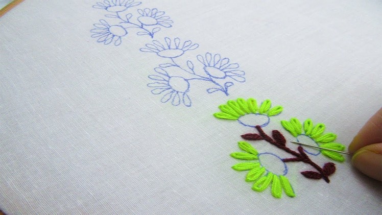Hand Embroidery; New Border Line Design; Lazy Daisy Stitch