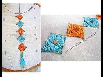 Hand Embroidery : Placket Design Churidar.Kameez.Border Design # 5 ||  Decorative Norwich Stitch