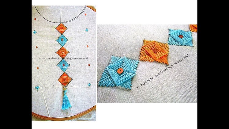 Hand Embroidery : Placket Design Churidar.Kameez.Border Design # 5 ||  Decorative Norwich Stitch