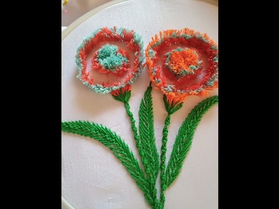 Hand embroidery.Plush work embroidery design.