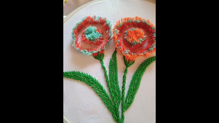 Hand embroidery.Plush work embroidery design.