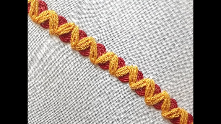 Hand Embroidery Rick rack chain stitch | Rick Rack stitch tutorial