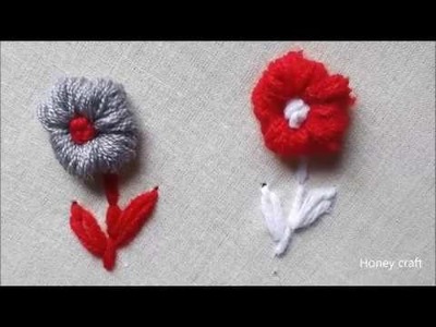 Hand embroidery Roll stitch | Roll stitch flower design